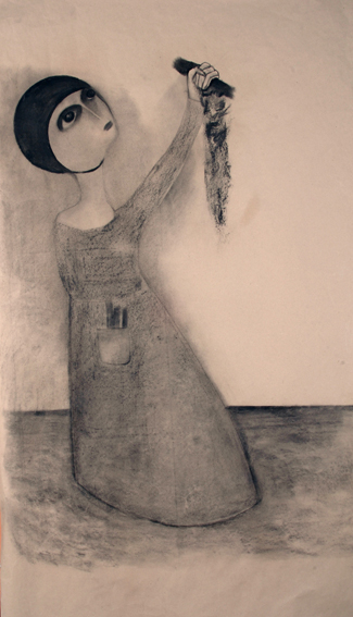 If I die, let it be with the charcoal very high. 175x105cm