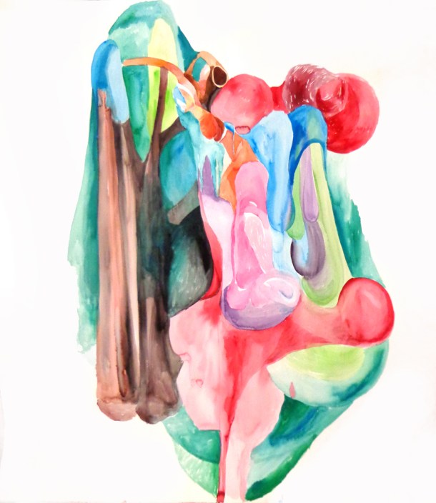 Bones. 125x114cm. Watercolour on paper.