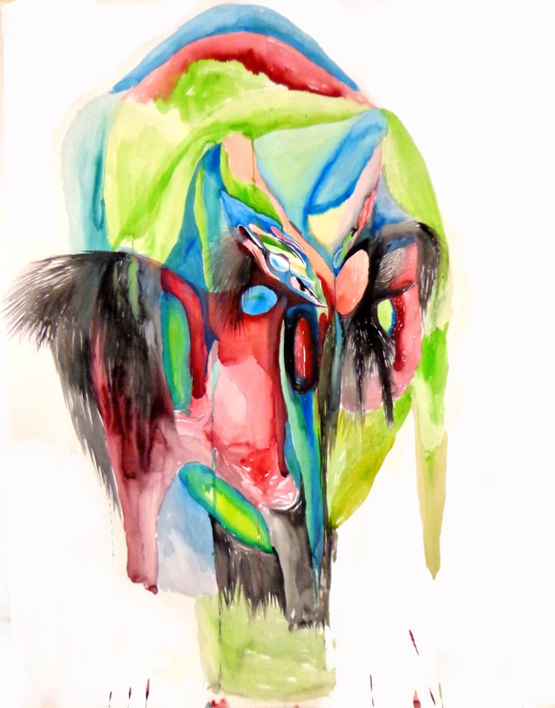 Blue Portrait. 140x114cm. Watercolour on paper.