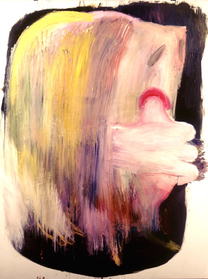 Mujer comiéndose una paloma. Oleo sobre lienzo. 200x150cm.